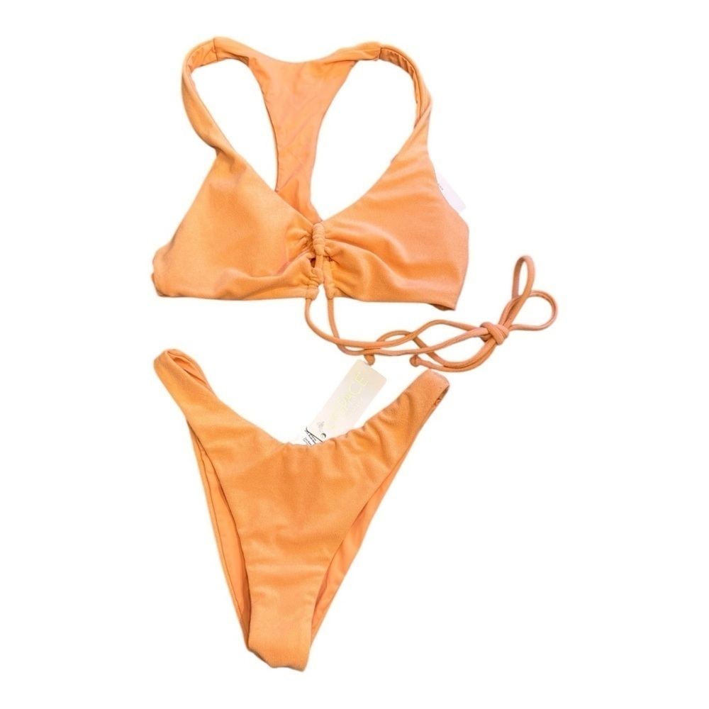 L*Space Solid Terry Dax Bikini Top/Cabana Bottom in Tangy NWT - Picture 2 of 7